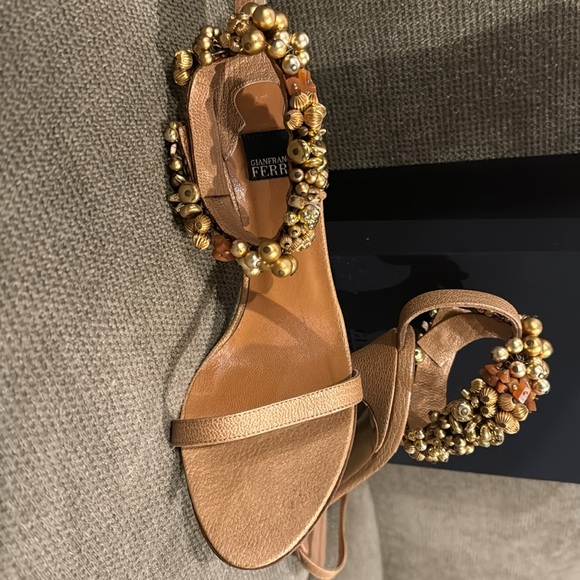 Auth Gianfranco Ferre Scarpa Donna Strappy Heels Rose Gold Embellished Anklets - Picture 3 of 14